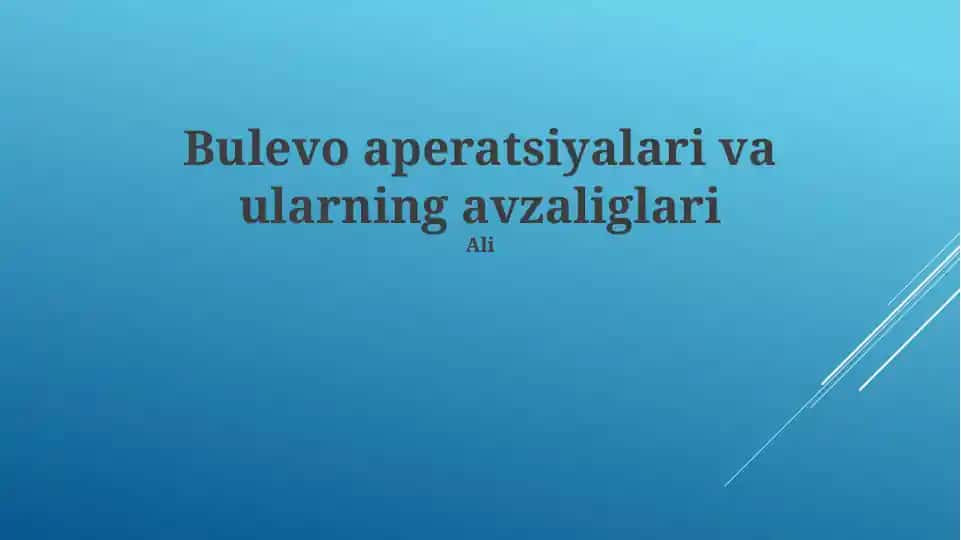 Bulbar Operatsiyalari va ularning afzalliklari