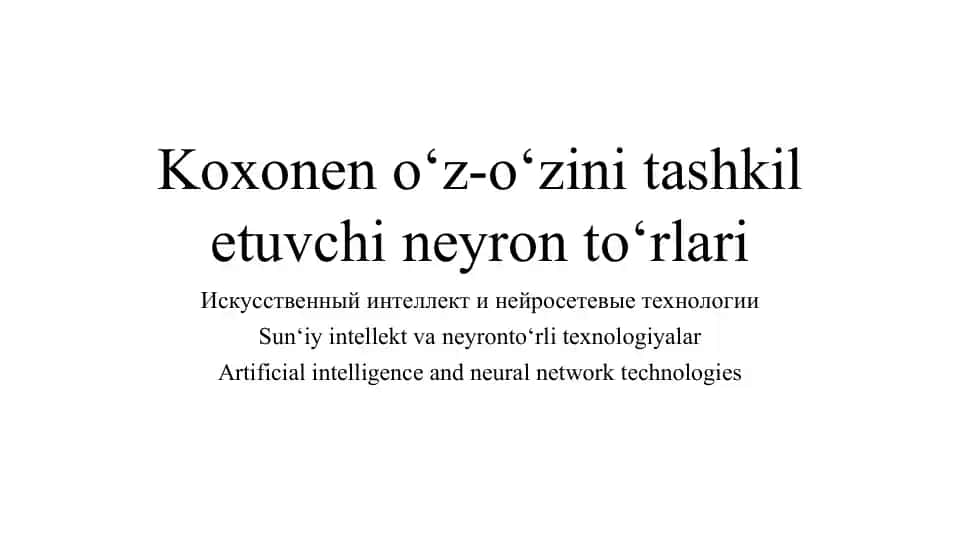 Koxonen o‘z-o‘zini tashkil etuvchi neyron to‘rlari