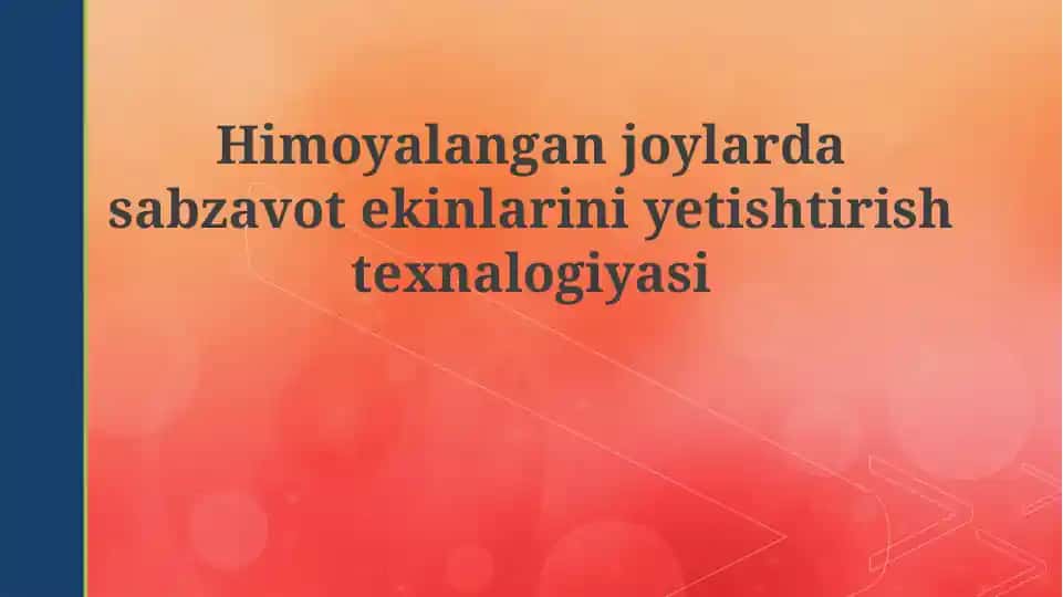 Himoyalangan joylarda sabzavot ekinlarini yetishtirish texnologiyasi