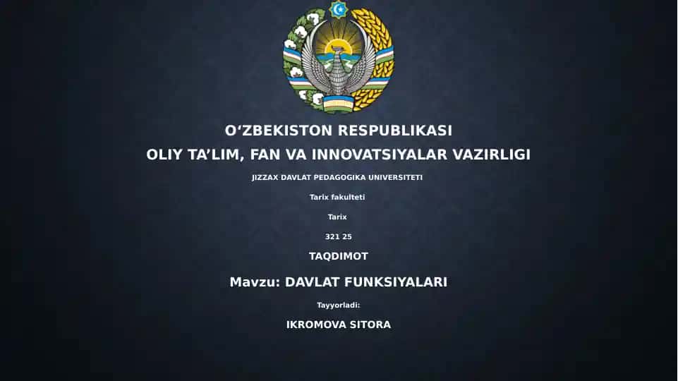 DAVLAT FUNKSIYALARI