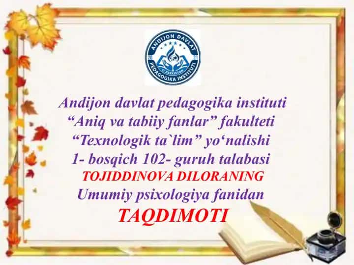 O’smirlik davrida psixik rivojlanish xususiyatlari