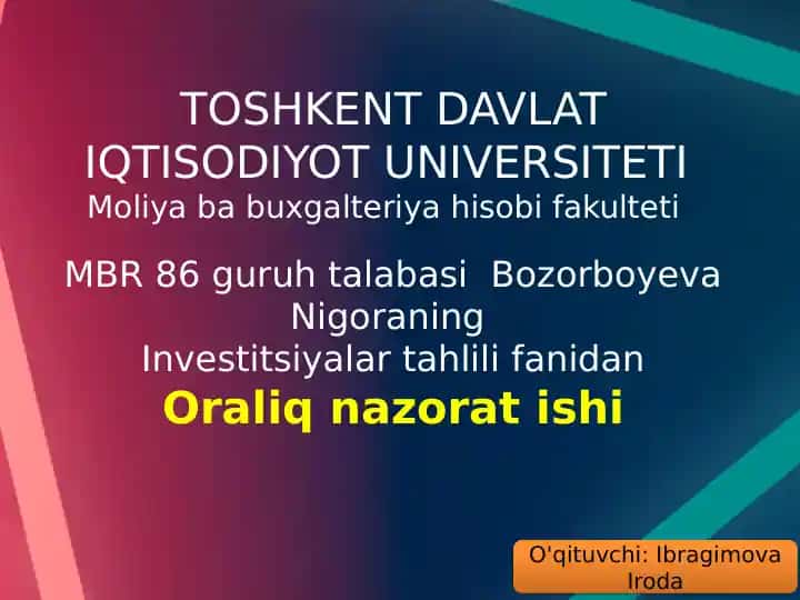 Debitorlik va kreditorlik qarzlari tahlili