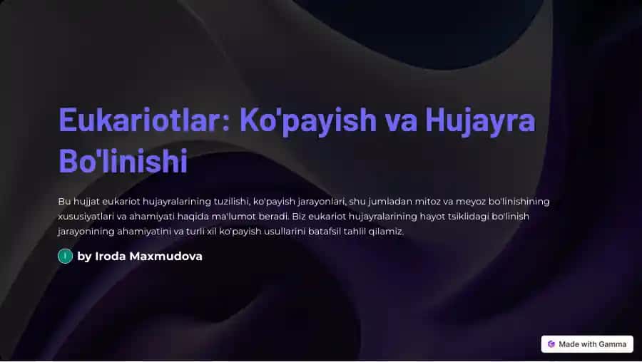 Eukariotlar: Ko'payish va Hujayra Bo'linishi