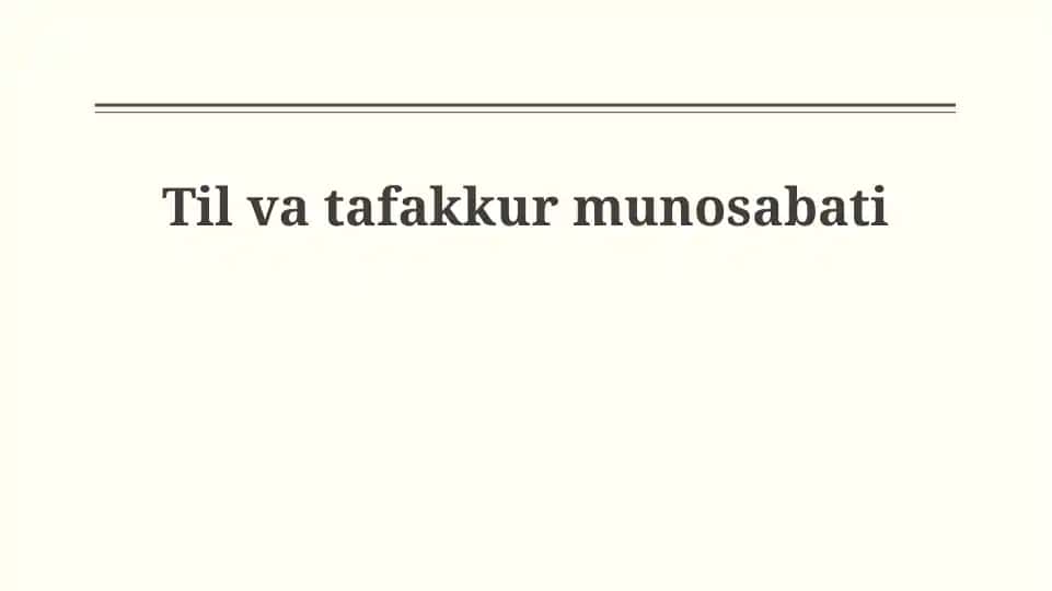Til va tafakkur munosabati