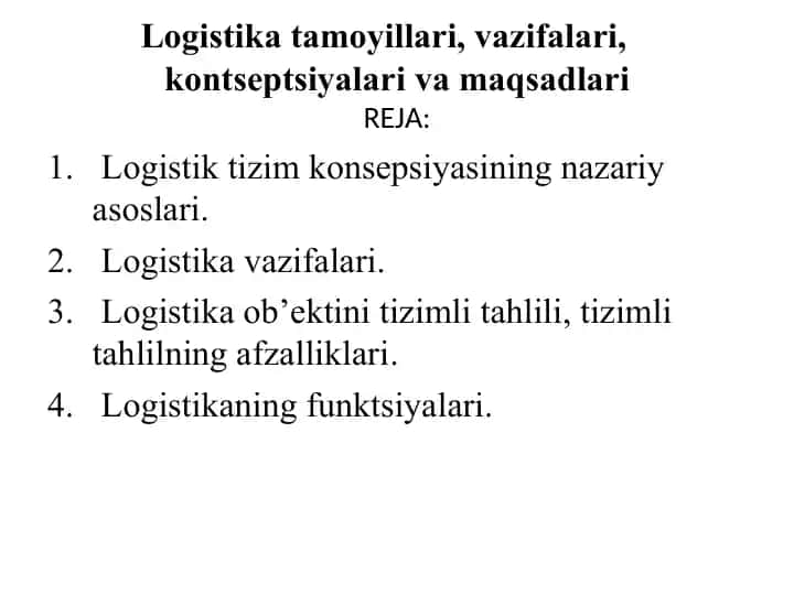 Logistika tamoyillari