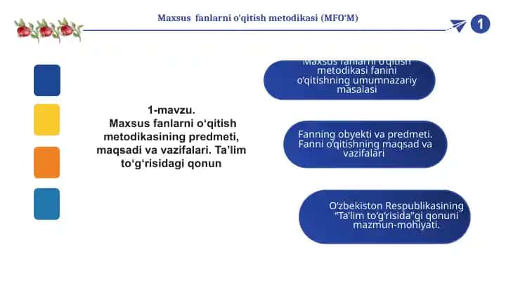 Maxsus fanlarni o‘qitish metodikasi (MFO‘M)