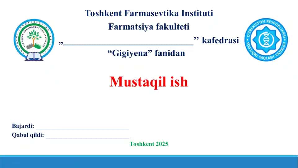 3. Ish joyida uchraydigan asosiy zararli ta'sirlar. Taqdimot 11 bet