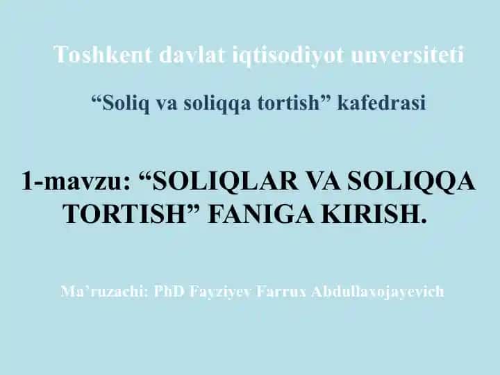 SOLIQLAR VA SOLIQQA TORTISH
