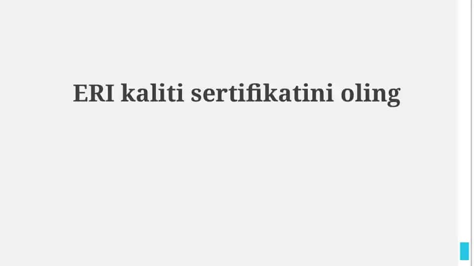 ERI sertifikati