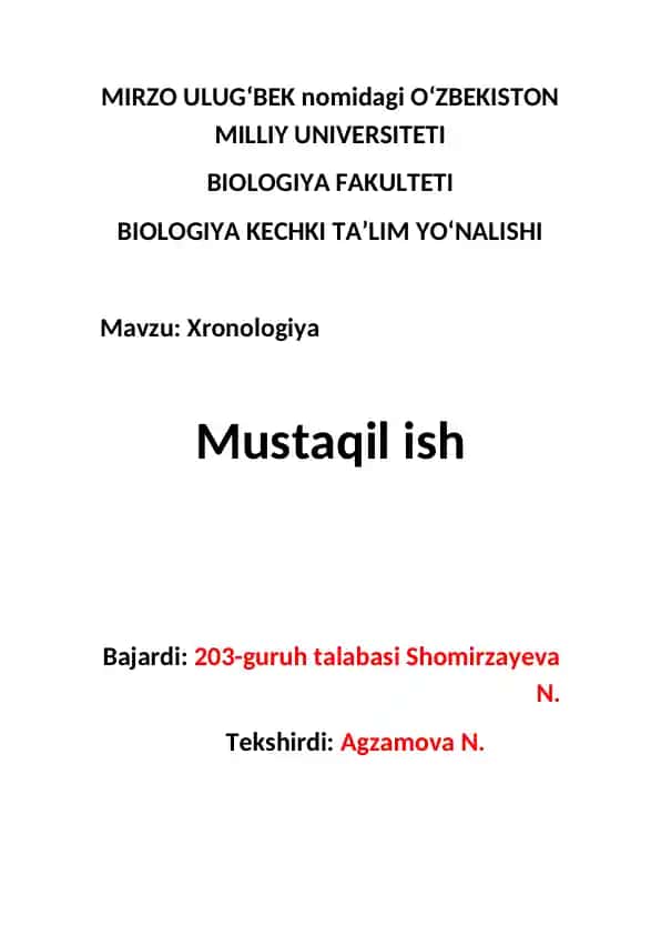 Xronologiya fanining maqsad va vazifalari