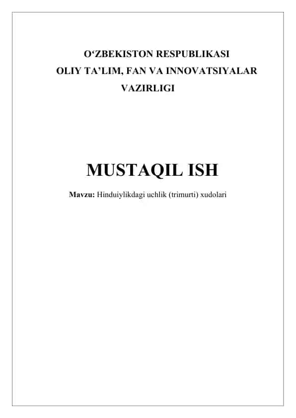 Trimurti: Hinduiylikdagi uchlik (trimurti) xudolari