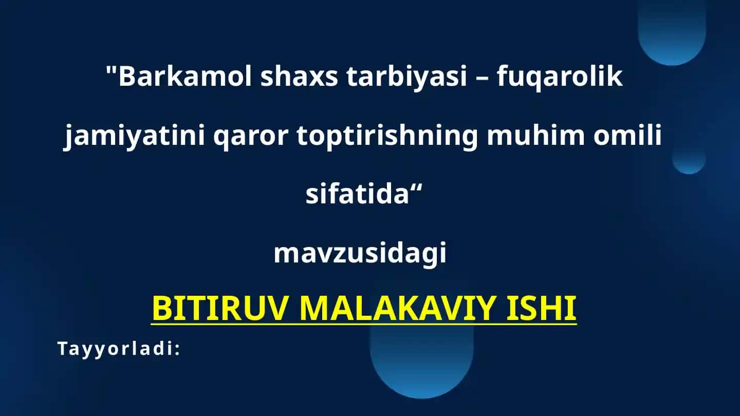 Barkamol Shaxs Tarbiyasi