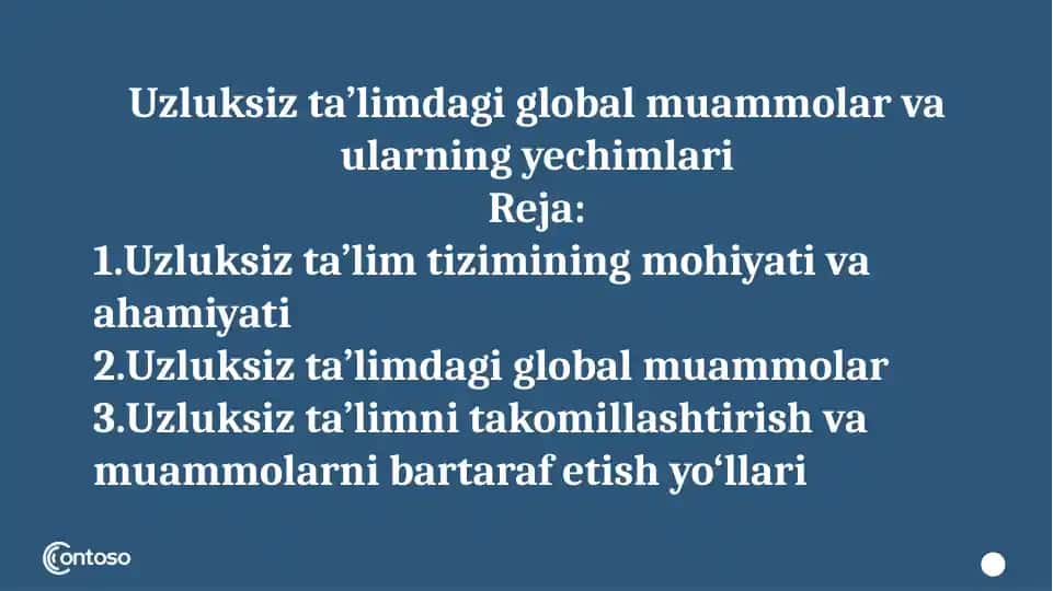 Uzluksiz ta’limdagi global muammolar va ularning yechimlari