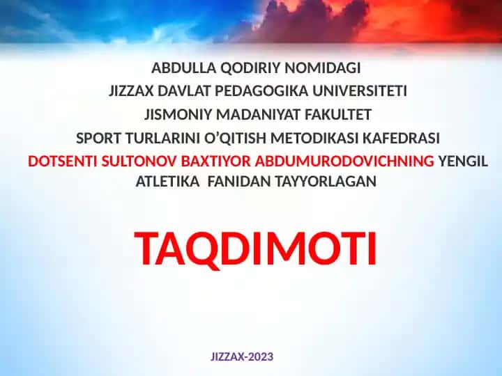 Yengil Atletika Mashqlarini O'tkazishga oid Ko'rsatmalar