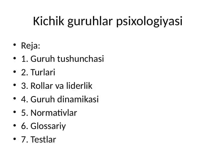 Kichik guruhlar psixologiyasi