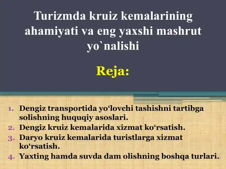 Dengiz transportida yo‘lovchi tashishni tartibga solishning huquqiy asoslari