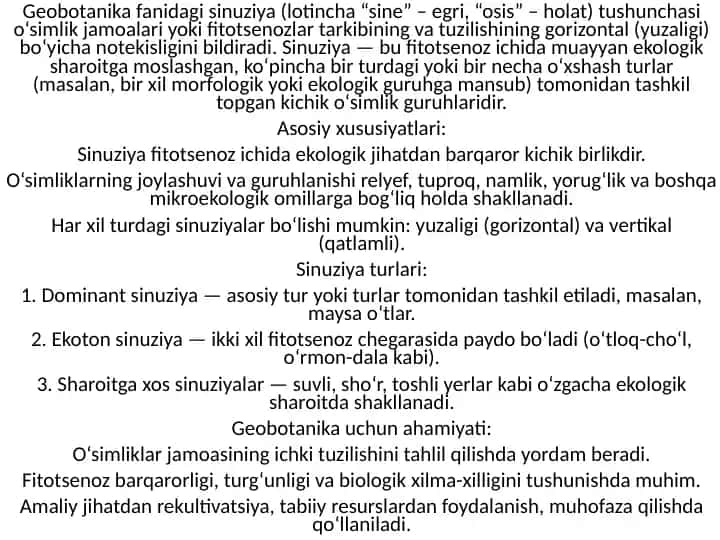 Geobotanika fanidagi sinuziya