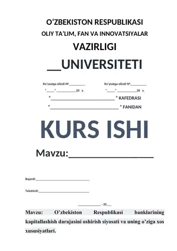 Tijorat banklari kapitalining tarkibi va mohiyati