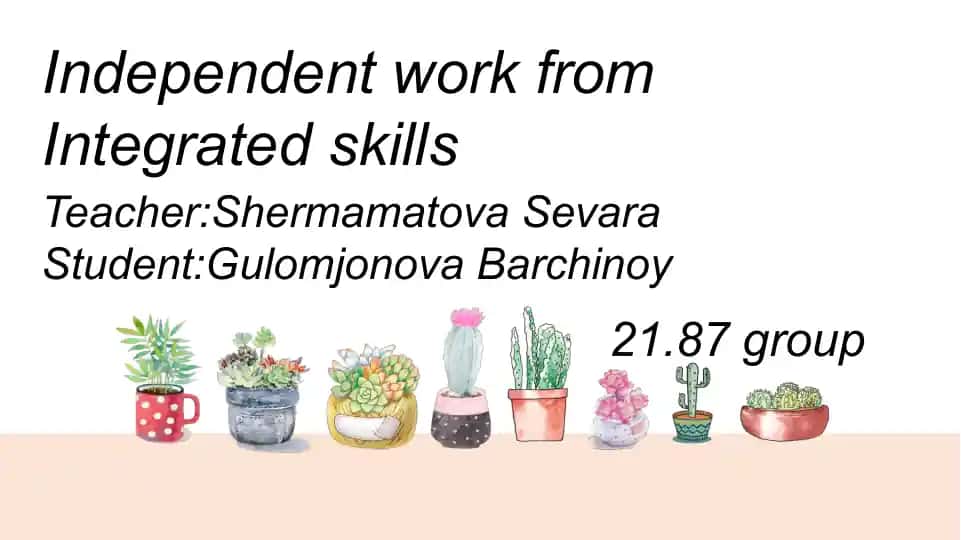 Independent work from Integrated skills