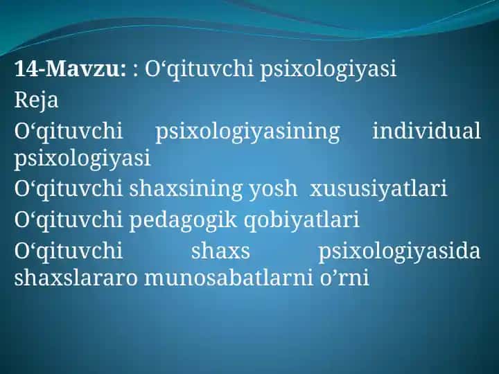 O‘qituvchi psixologiyasi