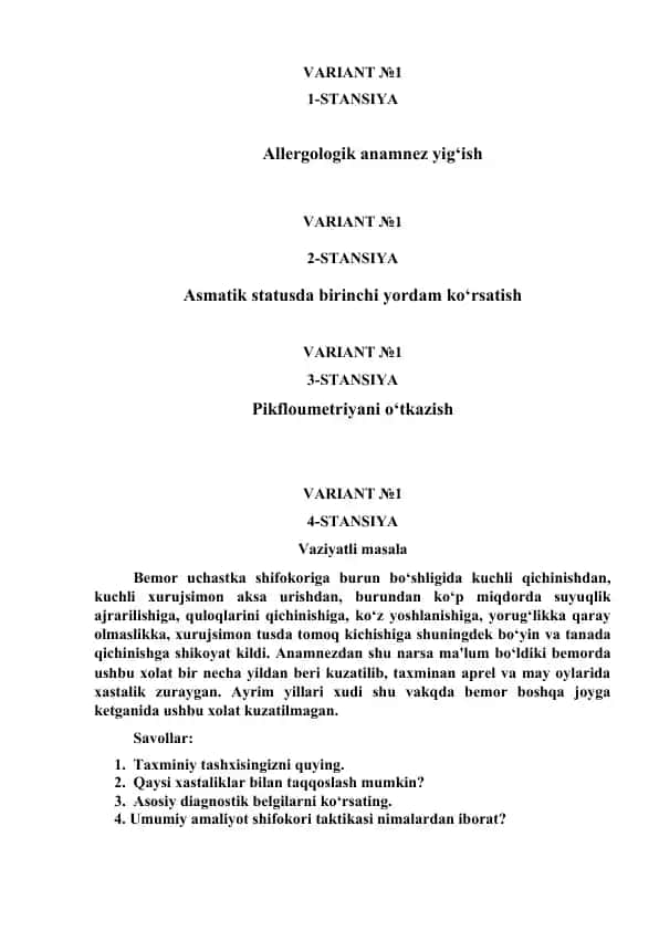 Allergologik anamnez yig‘ish