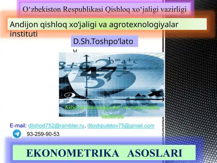 EKONOMETRIKA ASOSLARI