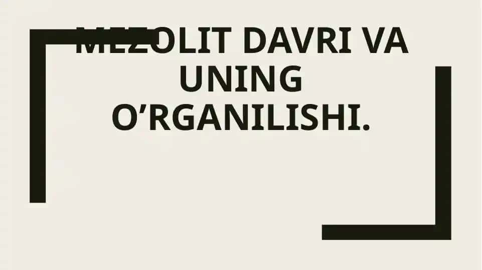 Mezolit davri va uning o’rganilishi