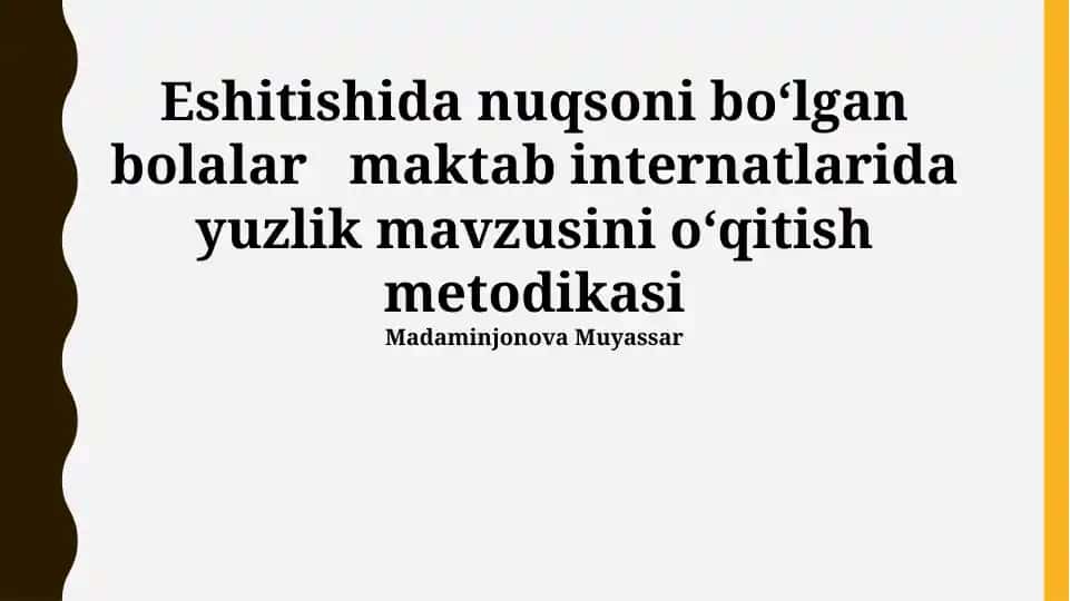 Yuzliklarni o'qitish metodikasi