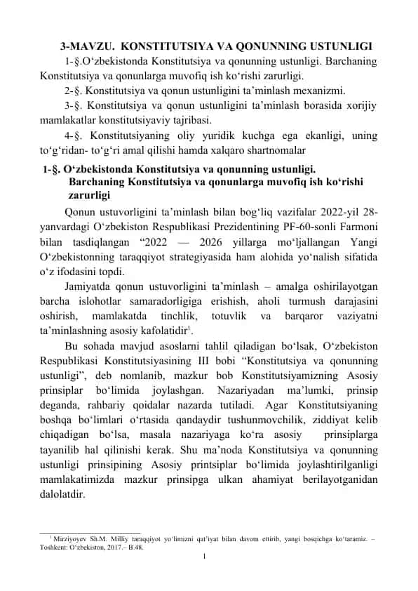 Konstitutsiya va Qonun Ustunligi