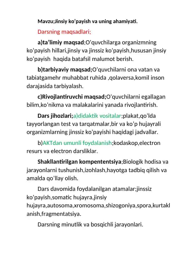 Jinsiy ko’payish va uning ahamiyati