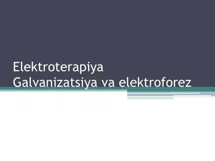 Elektroterapiya