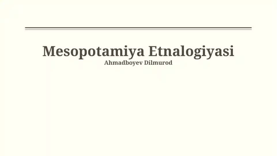 Mesopotamiya Etnalogiyasi