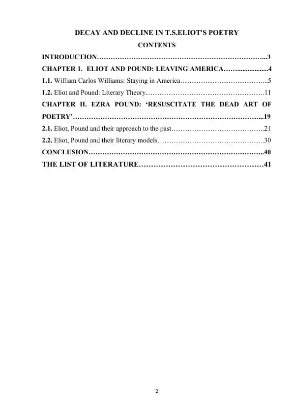 Decay and Decline in T.S. Eliot's Poetry