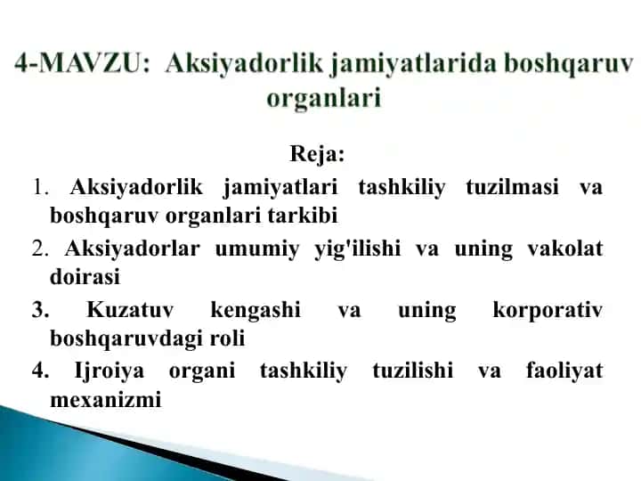 Aksiyadorlik jamiyatlarida boshqaruv organlari