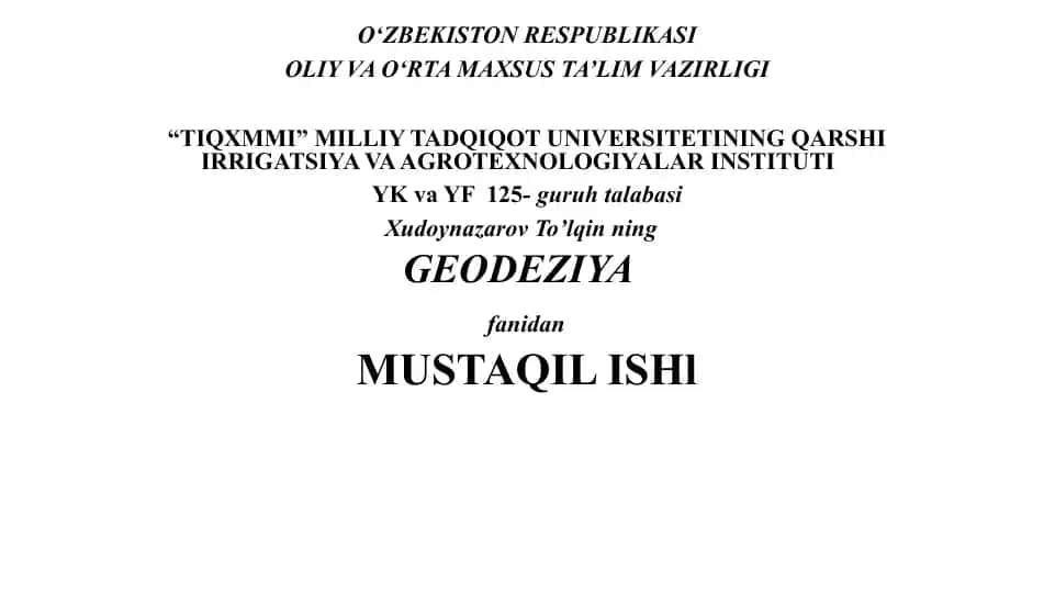 GEODEZIYA fani