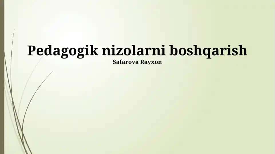 Pedagogik nizolarni boshqarish
