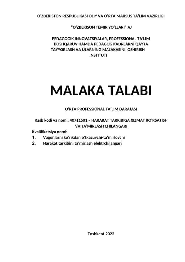Harakat tarkibiga xizmat ko'rsatish va ta'mirlash chilangari