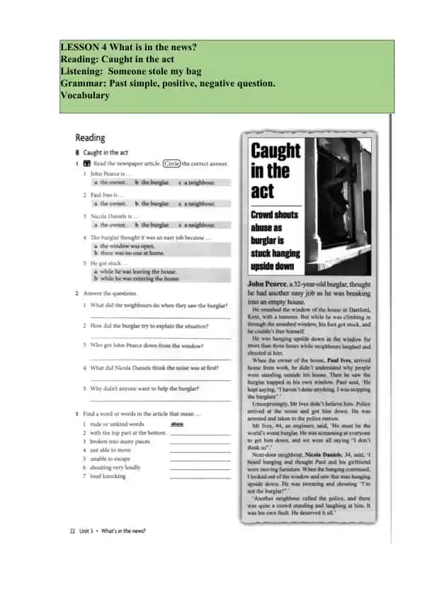 LESSON 4 What is in the news?