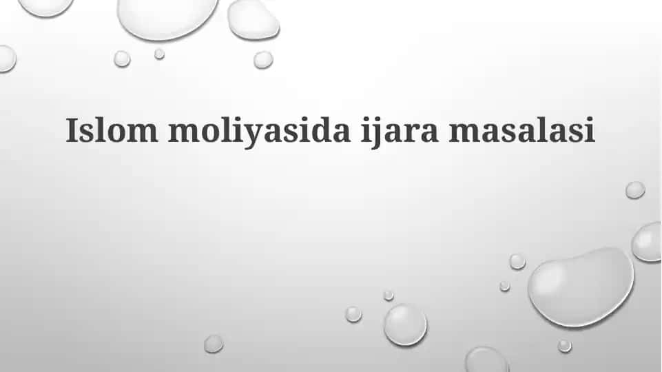 Islom moliyasida lizing masalasi