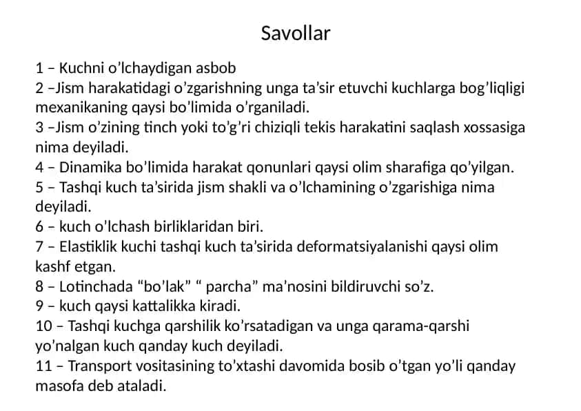 Kuchni o’lchaydigan asbob