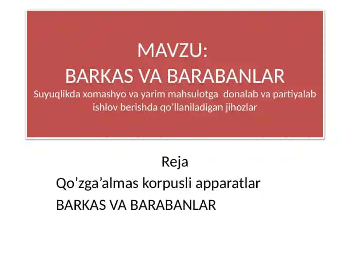 Barkas va barabanlar