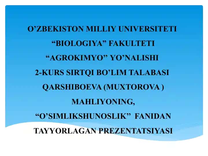 O'simlikshunoslik faniga oid prezatsiya