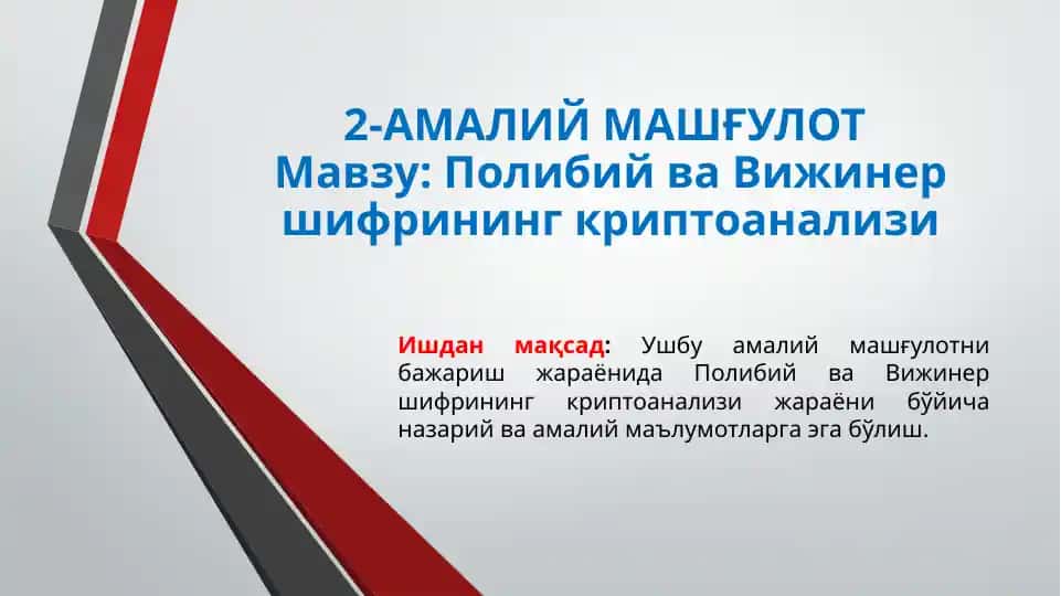 Полибий ва Вижинер шифрининг криптоанализи