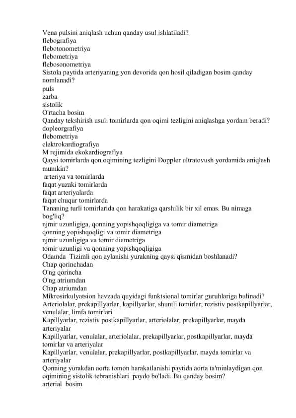 Vena pulsini aniqlash usullari
