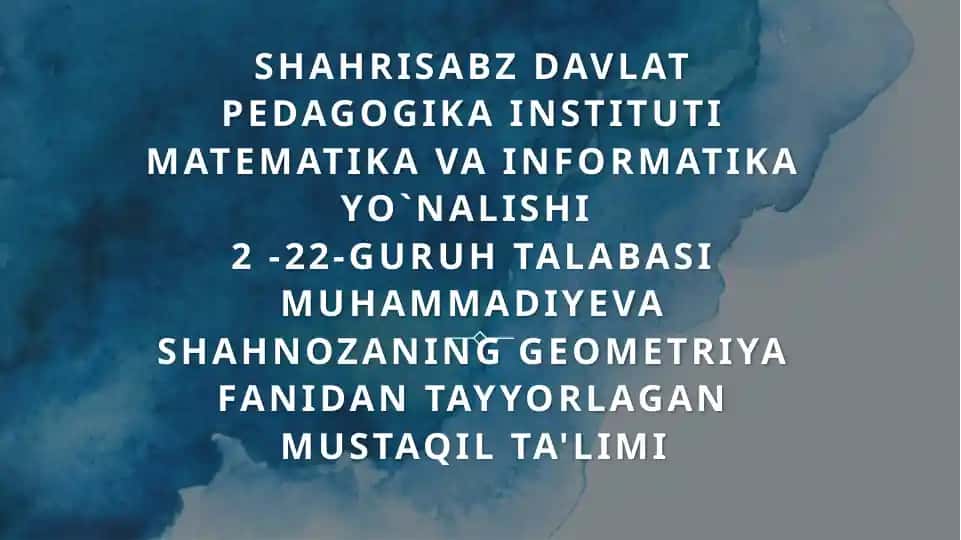 Tekislikning normal va umumiy tenglamasi