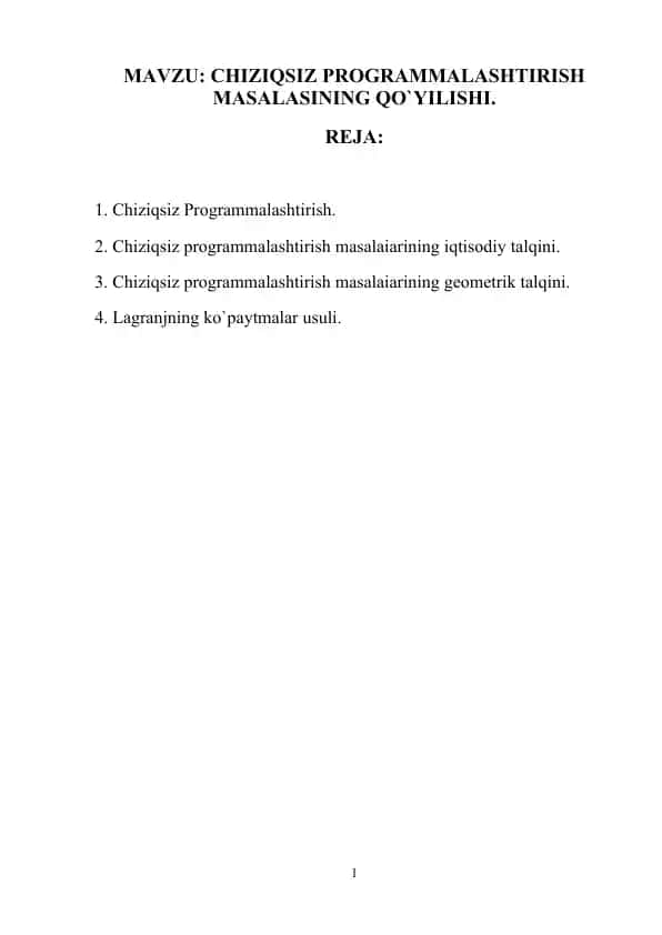 Chiziqsiz Programmalashtirish