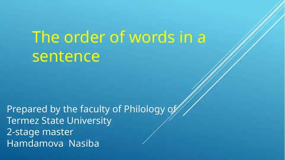 What Is Word Order?