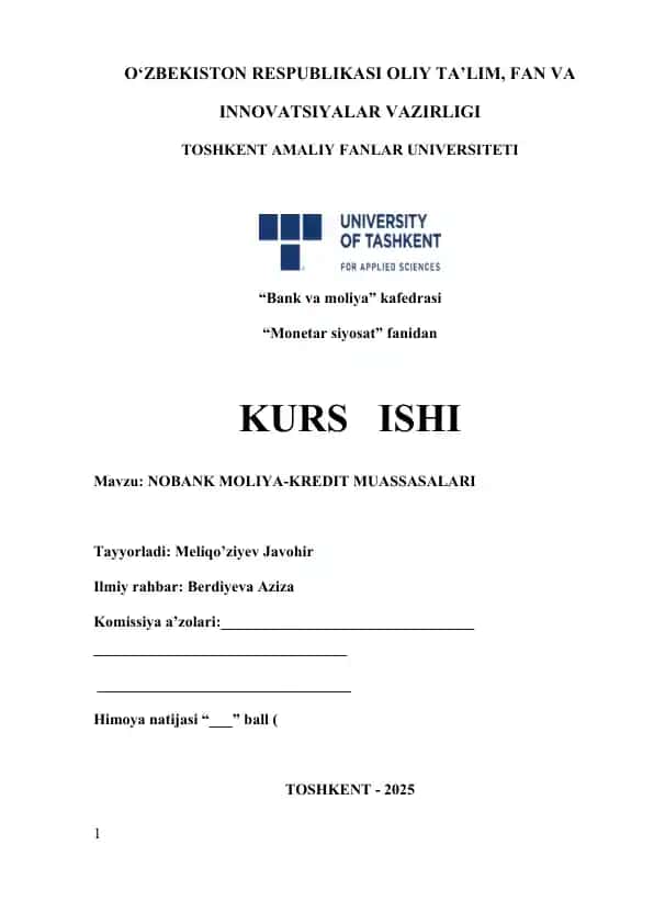 NOBANK MOLIYA-KREDIT MUASSASALARI
