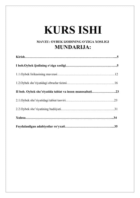 Oybek Ijodining O’ziga Xosligi