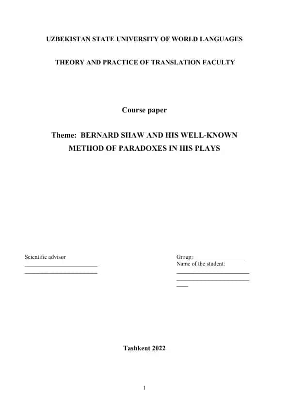 BERNARD SHAW AND HIS WELL-KNOWN METHOD OF PARADOXES IN HIS PLAYS